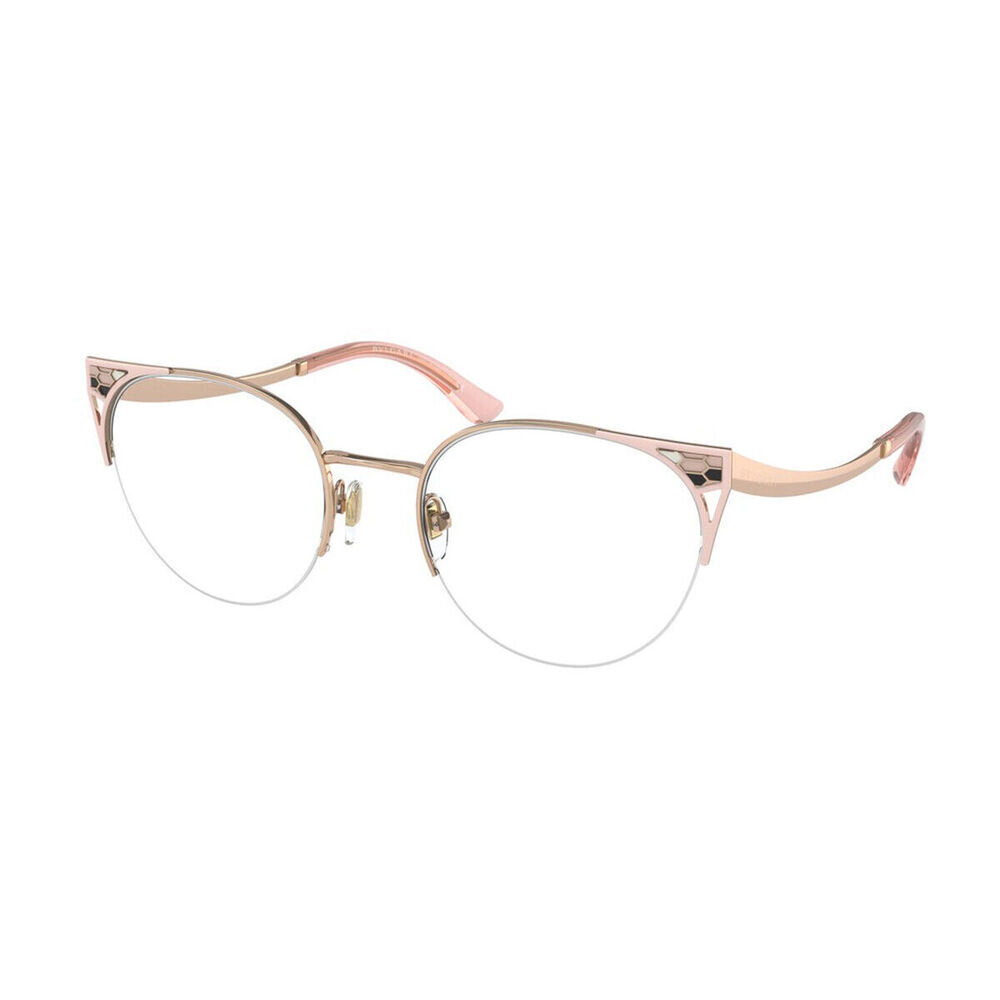 NWT Bvlgari BV2243 Pink Gold Semi-Rimless 53mm Eyeglasses